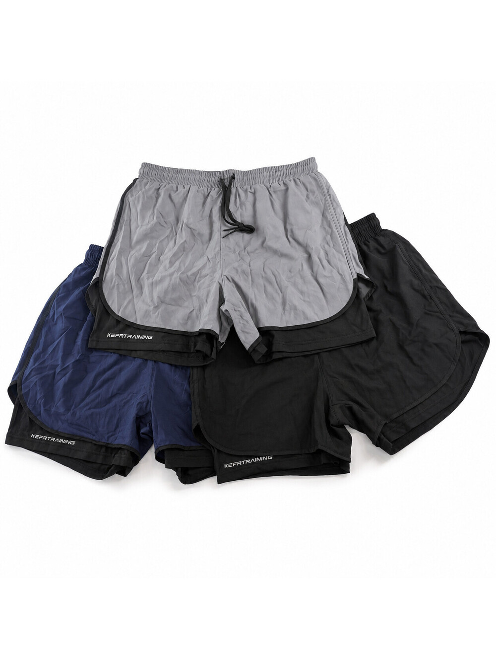 Umfun Set of 3 Mens 2In1 Lined Running Shorts Anti Chafe Compression Liner Sz M